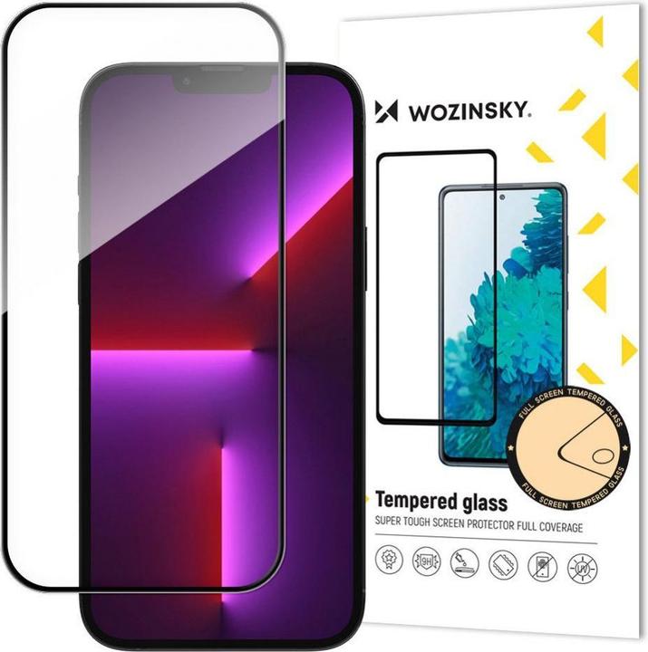 Wozinsky Super Durable Full Screen Tempered Glass with Frame Case Friendly Full Glue iPhone 15 - Bla (1 Piece, Apple iPhone 15)