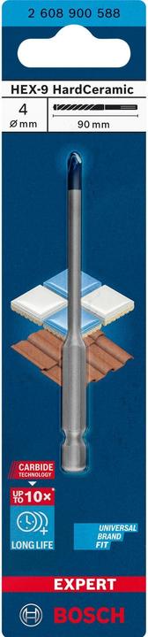 Actual product image Bosch Professional Zubehör Expert HEX-9 HardCeramic drill bit, 4 x 90 mm (4 millimetres)