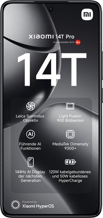Produktbild Xiaomi 14T Pro (512 GB, Titan Black, 6.67", Dual SIM, 50 Mpx, 5G)