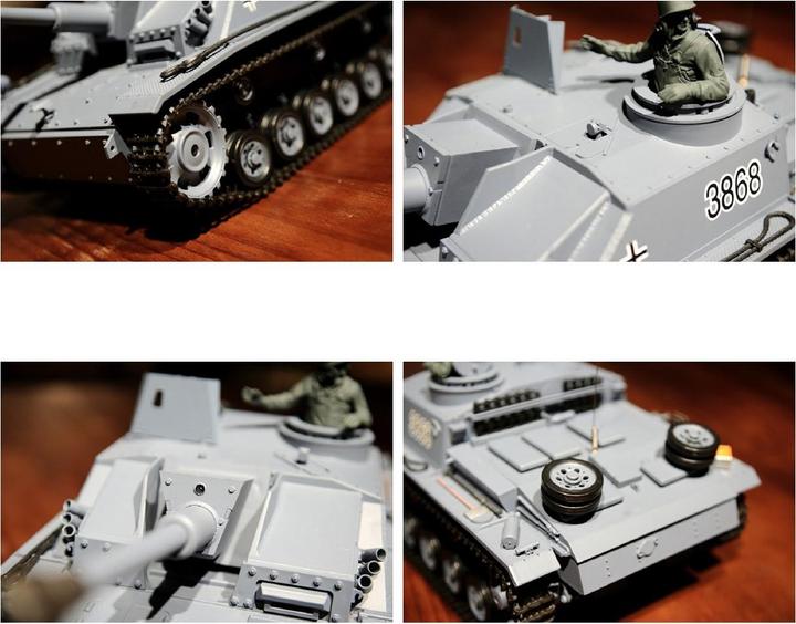 Actual product image Es-toys RC Tank "Assault Gun III" - Stug 3 Heng Long 1:16 Grey, Smoke&Sound, Metal Gearbox And 2.4Ghz (RTR Ready-to-Run)