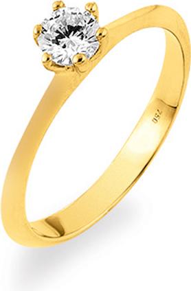 Image du produit Natsumi Schmuck Bague Solitaire en or jaune 18C/750 avec zirconium (53, Or 750/18 K)