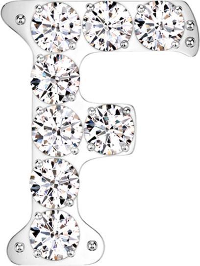Star Piercing Threadless silber mit Kristallen silber Buchstabe F (Titan G23, ohne Messing)