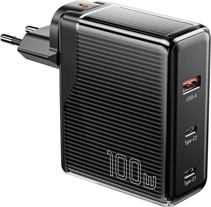 Produktbild Essager Wall charger,, ECT2CA-ZXB01-Z, GaN, USB-A, USB-C 100W (black) (100 W)