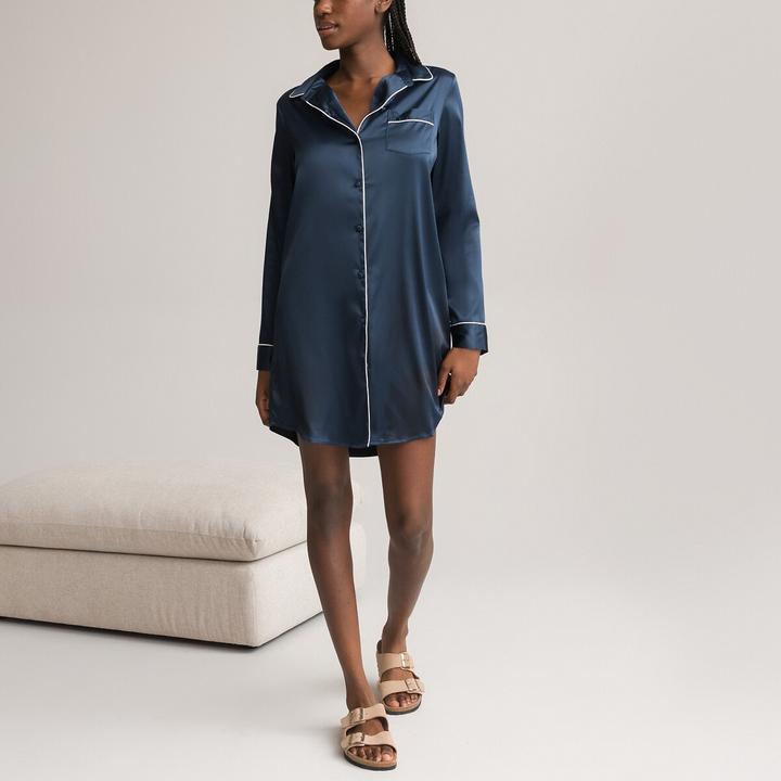 Image du produit La Redoute Collections Chemise de nuit à manches longues en satin (44)