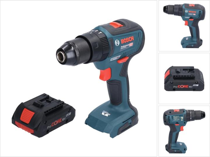 1x Bosch GSB 18V-55 Professional accu klopboormachine 18 V, 1x Bosch GBA 18 V 4,0 Ah ProCORE oplaadbare accu (1600A016GB)