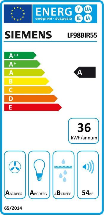Energy Label Siemens LF98BIR55 iQ500 island bonnet 90 cm stainless steel (Island canopy)