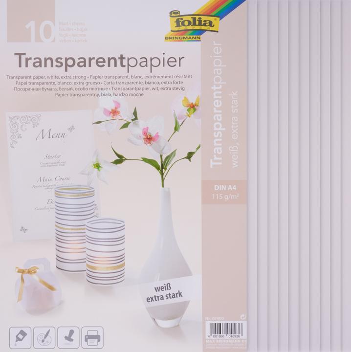 Image du produit Folia Papier transparent blanc extra fort (115 g/m², A4, 10 x)
