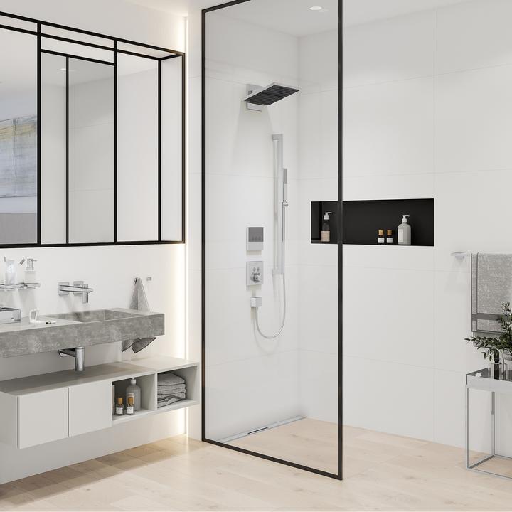 Produktbild hansgrohe Unica Duschstange E Puro, 90 cm mit Easy Slide Duschkopfhalter und Duschschlauch, 24403
