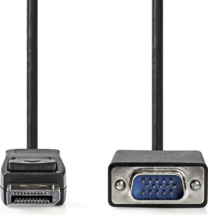 Actual product image Nedis VGA cable | DisplayPort plug | VGA plug | Nickel-plated | Maximum resolution: 1080p | 2.00 (2 m, VGA, DisplayPort)