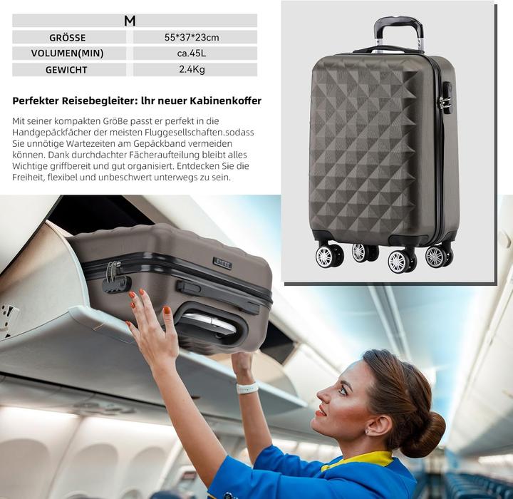 Image du produit Beibye Hartschalen-Trolley (45 l, Bagage à main (jusqu'à 50l))