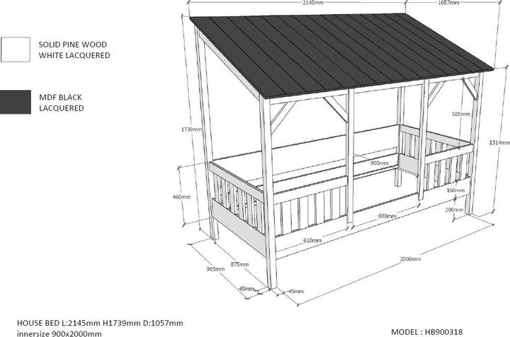 Produktbild Vipack Hausbett mit Dach (90 x 200 cm)
