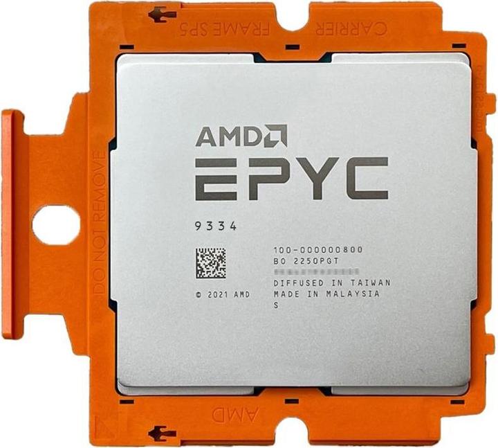 Actual product image AMD EPYC 9334 - 2.7 GHz - 32-core - 64 threads - 128 MB cache - Socket SP5 - OEM (SP5, 2.70 GHz, 32 -Core)