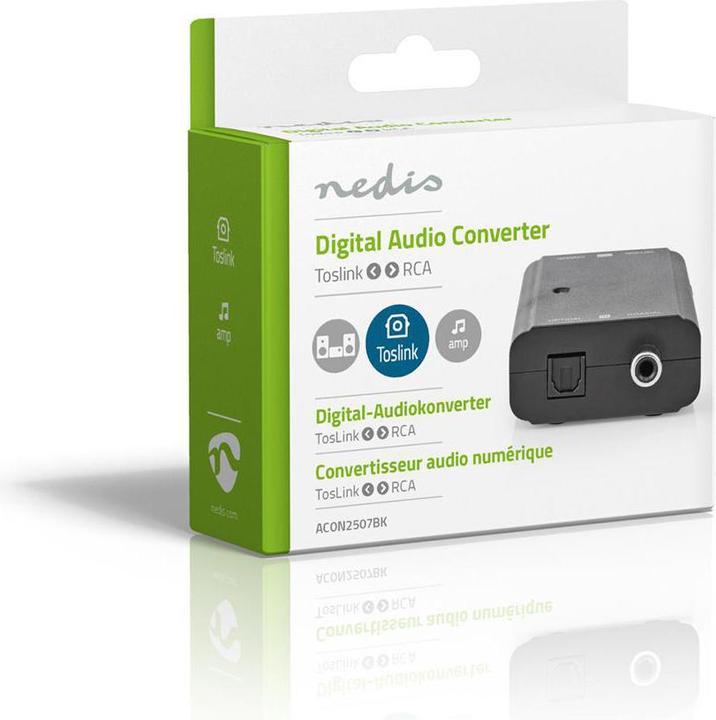 Image du produit Nedis Convertisseur audio numérique 2 voies - Entrée : 1x S / PDIF (RCA) femelle / 1x TosLink femelle (0.05 m, Optique)