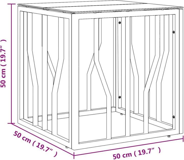 Immagine prodotto VidaXL Couchtisch Silbern 50x50x50 cm Edelstahl und Glas (50 x 50 x 50 x 50 cm)