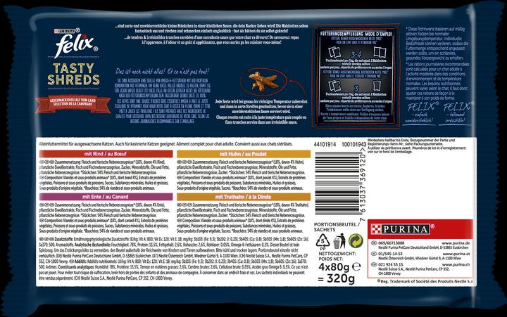 Produktbild Felix Tasty Shreds (Adult, 4 Stk., 80 g)
