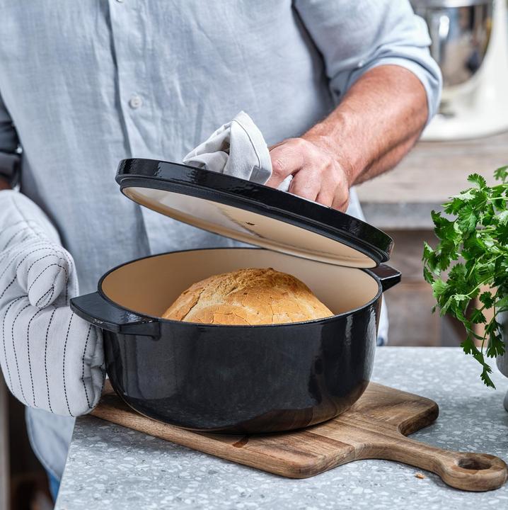 Produktbild KitchenAid braadpan 26cm - gemailleerd gietijzer - onyx zwart - rond (26 cm, Bräter + Schmortopf, Gusseisen)