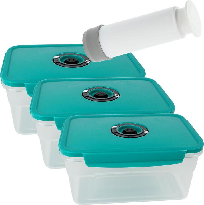Image du produit Excellent Houseware Lot de 3 boîtes de conservation sous vide avec fermeture à clic, incluant une pompe à vide, 1200 ml (1.20 l)