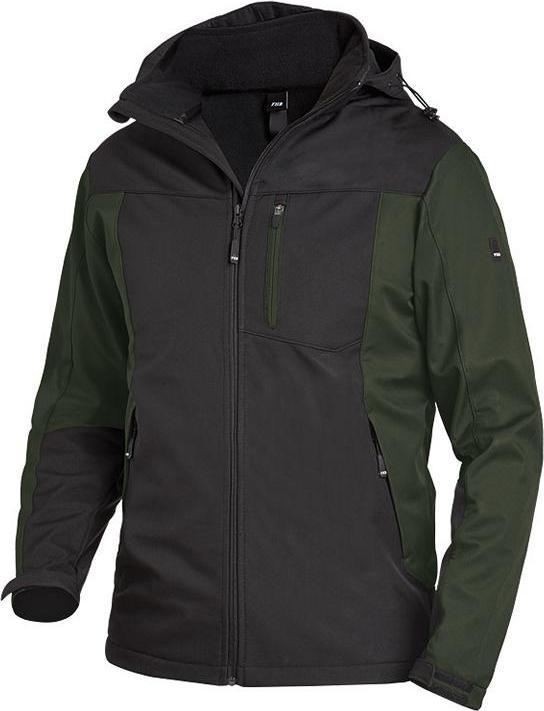 FHB Men's softshell jacket JANNIK olive green, black size L (L)