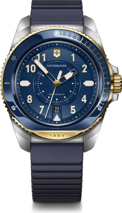 Immagine prodotto Victorinox Journey 1884 Quarzo Tre Lancette Acciaio e Minerale, Orologi subacquei, 43 mm, Quadrante Blu (Orologio sub, 43 mm)
