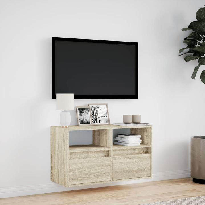 Produktbild VidaXL TV Schrank Wandschrank Lowboard Hängend mit LED-Beleuchtung Sonoma-Eiche