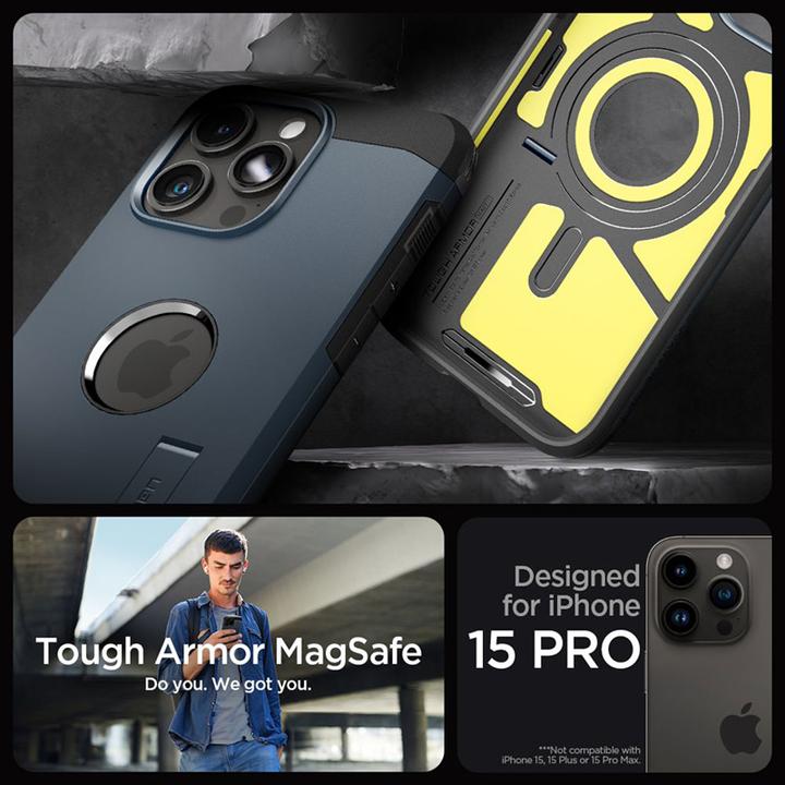 Produktbild Spigen Tough Armor MagSafe, Metallschiefer – iPhone 15 Pro (Apple iPhone 15 Pro)