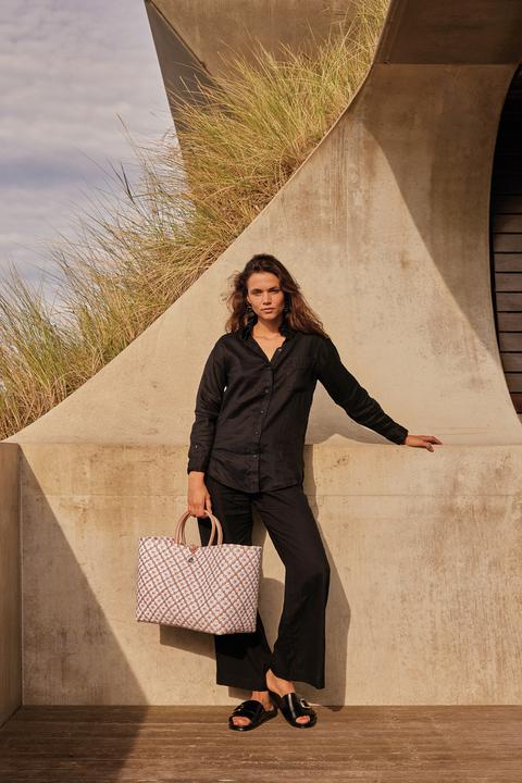 Immagine prodotto Handed by Borsa shopping Motivo, rosso rame con motivo bianco