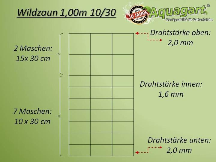 Image du produit Aquagart 300m Wildzaun Forstzaun Knotengeflecht 100/10/30+ Z-Profil Zaunpfosten