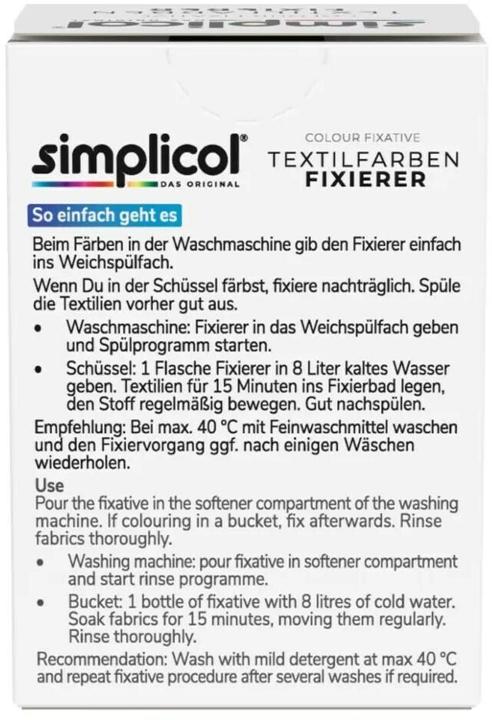 Nutritional values and ingredients Simplicol Farb-Fixierer expert (Liquid)