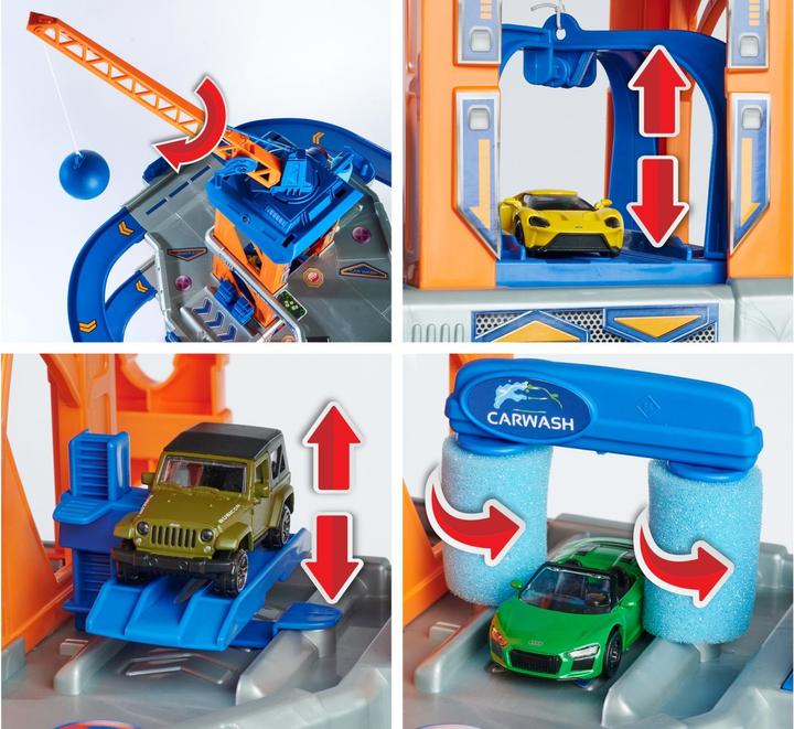 Actual product image Majorette Garage with elevator and 5 cars
