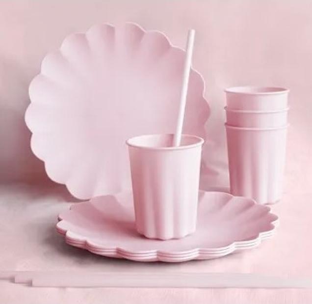 Actual product image Partydeco Plastikteller „Rüsche“ – Pink - wiederverwendbar (4 x)