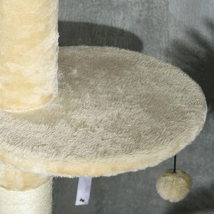 Immagine prodotto Swisshandel24 Albero per gatti, alto fino al soffitto, 225-255 cm con grotta per gatti, con palla da gioco (255 cm, Marrone+Beige)