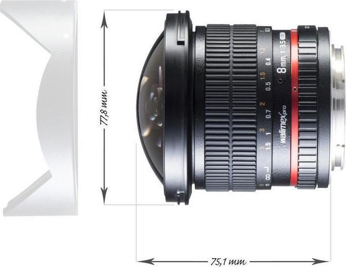 Actual product image Walimex pro 8mm f/3.5 II Fisheye, Canon EF-S (Canon EF-S, APS-C / DX)
