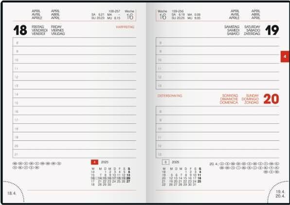 Produktbild Taschenkalender 736 10x14cm 1 Tag/Seite Kunststoff silber 2025 (10 x 14 cm, Spanisch, Deutsch, Niederländisch, Englisch, Französisch, Italienisch)