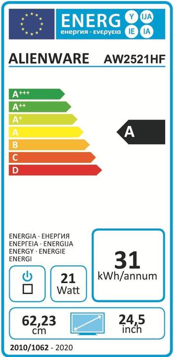Energie-Label Dell Alienware AW2521HFA (1920 x 1080 Pixel, 25")