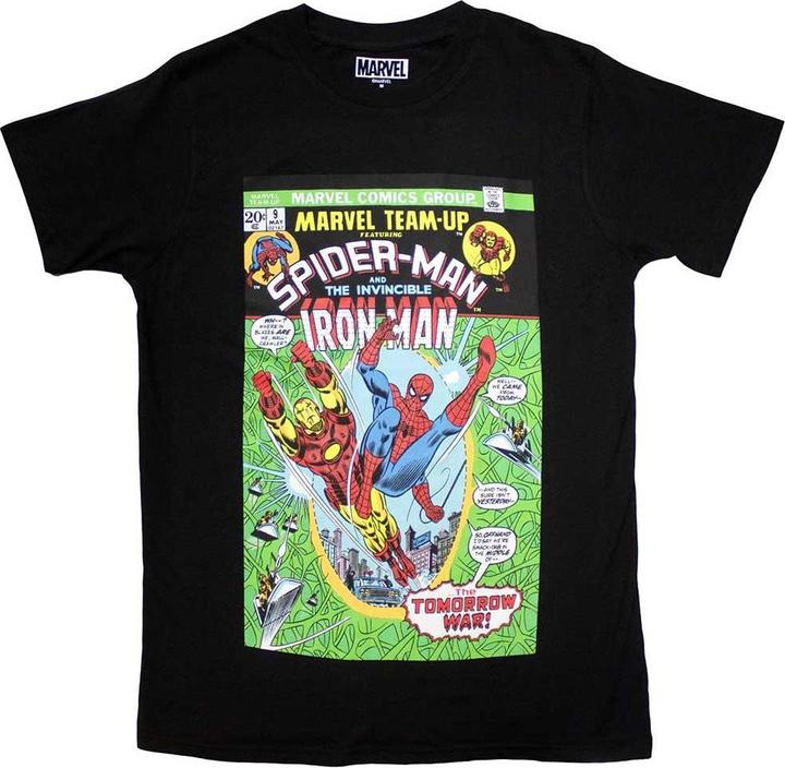 Actual product image Unisex Adult Spiderman & Iron Man Comic Cover T-Shirt (XL)