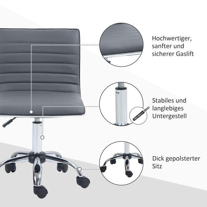 Actual product image Swisshandel24 Bürostuhl ohne Armlehnen, höhenverstellbar Drehstuhl mit Rollen, Dunkelgrau