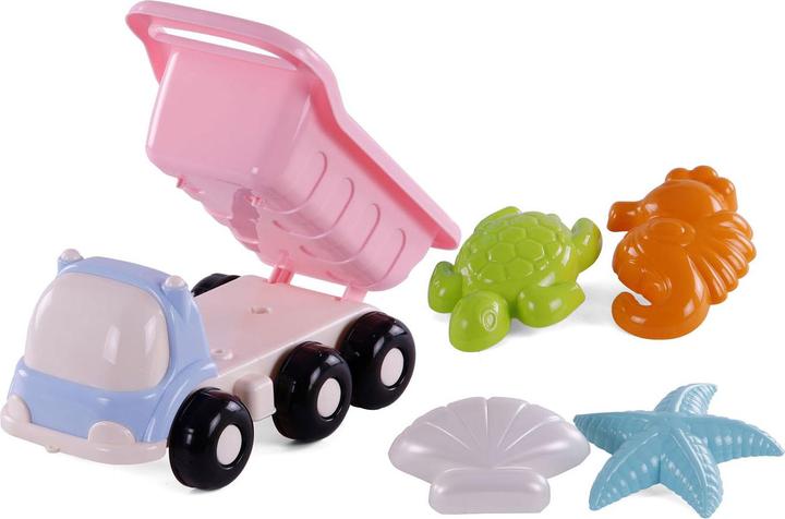 Actual product image Polesie Cavallino beach tipper with 4 sand moulds, pink