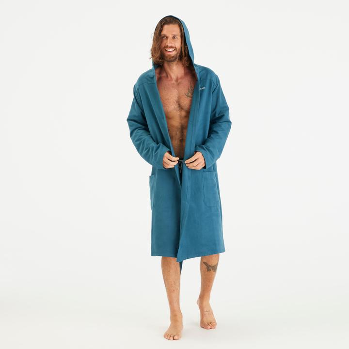 Immagine prodotto Nabaiji Accappatoio con cappuccio compatto in microfibra da uomo in blu anatra (XL)
