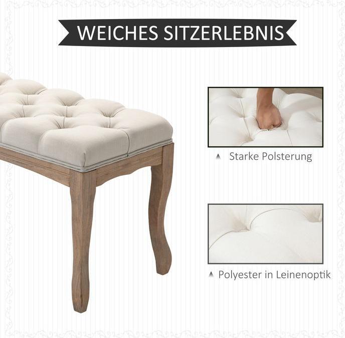 Produktbild Swisshandel24 Polsterbank Sitzbank Truhenbank Schuhbank Vintage Bettbank Schlafzimmer Wohnzimmer Flur Gummiholz Le (110 cm)