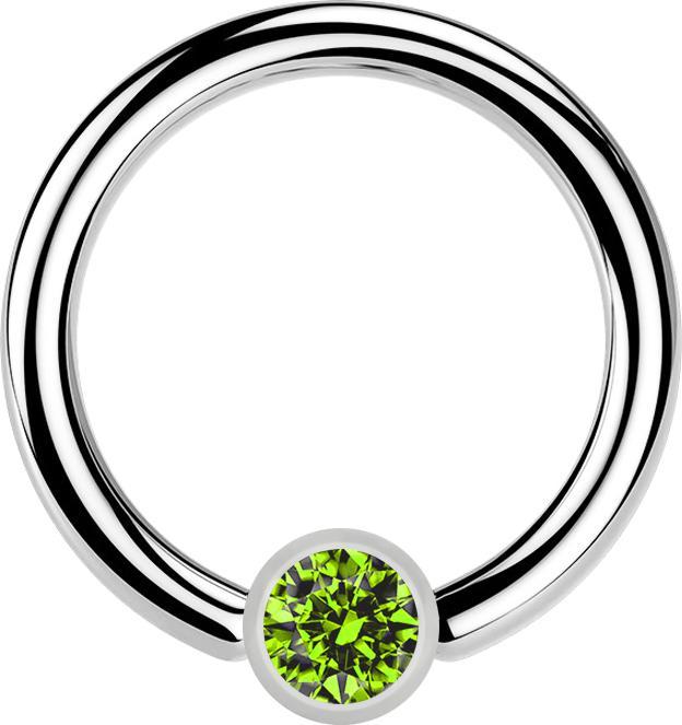 Actual product image Star Piercing Ball Closure Ring silver and crystal light green (Surgical steel 316L, without brass)
