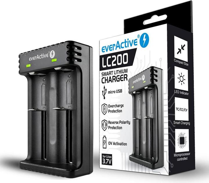 Immagine prodotto Everactive Batterieladegerät für Li-Ionen-Akkus LC-200 (1 pz., AAA, AA, C, AAAA, 2200 mAh, Caricabatterie senza batteria)