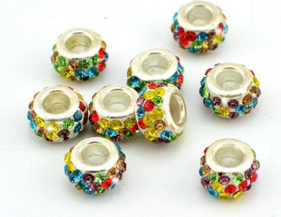 Produktbild Hermex Strass Bead versilbert 925 - Silbrig bunt (925er Silber)