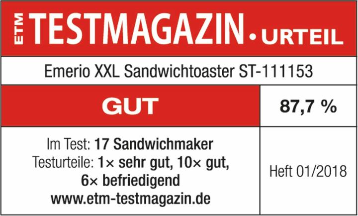 Valori nutrizionali e ingredienti Emerio Macchina per i panini (Spina UE)