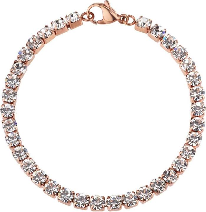 Bijouteria Armband (17 cm, Edelstahl, Kristall, PVD Beschichtung (goldfarbig))