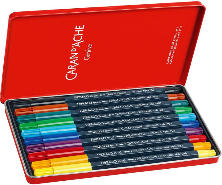 Actual product image Caran d'Ache Fibralo Brush Metallschachtel (Multicoloured, 10 x)