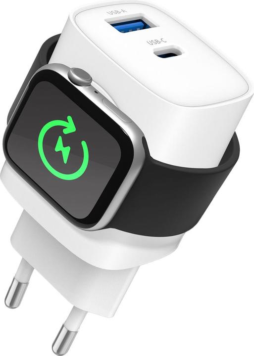 Produktbild Eaxus 3in1 Ladegerät, kabelloser Ladeport kompatibel mit Apple Watch, USB-A & USB-C