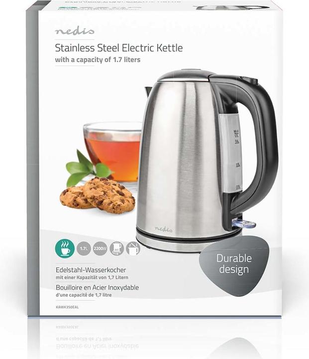 Immagine prodotto Nedis Bollitore - Base girevole a 360° - Elemento riscaldante a scomparsa - Controllo Strix - Protezione (1.70 l, Spina UE)