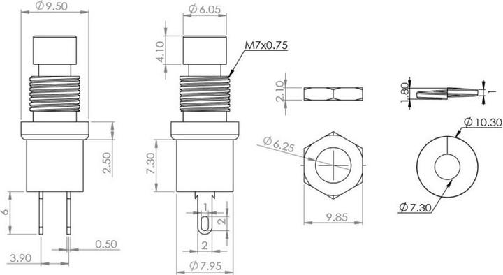 Immagine prodotto Purecrea Pulsante ad incasso nero 7mm 2P