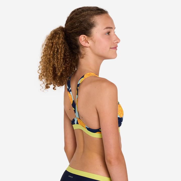 Actual product image Nabaiji Sportbikini Oberteil Mädchen - 100 Vega Hotu orange/grün (122)