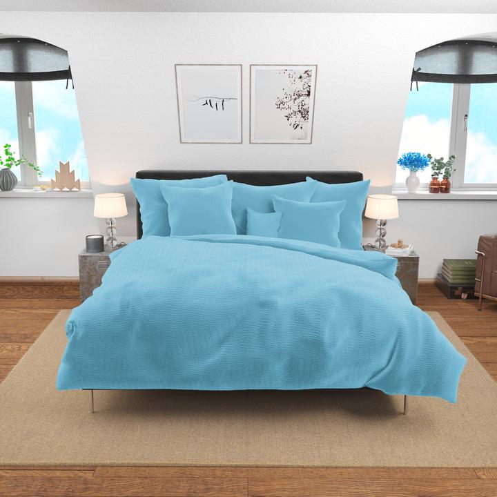 Immagine prodotto Lotus Bettwaren Biancheria da letto in raso Seersucker uni (Copricuscino, 65 x 65 cm)